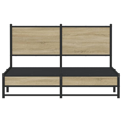Metal Bed Frame without Mattress Sonoma Oak 137x190 cm