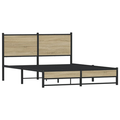Metal Bed Frame without Mattress Sonoma Oak 140x190 cm