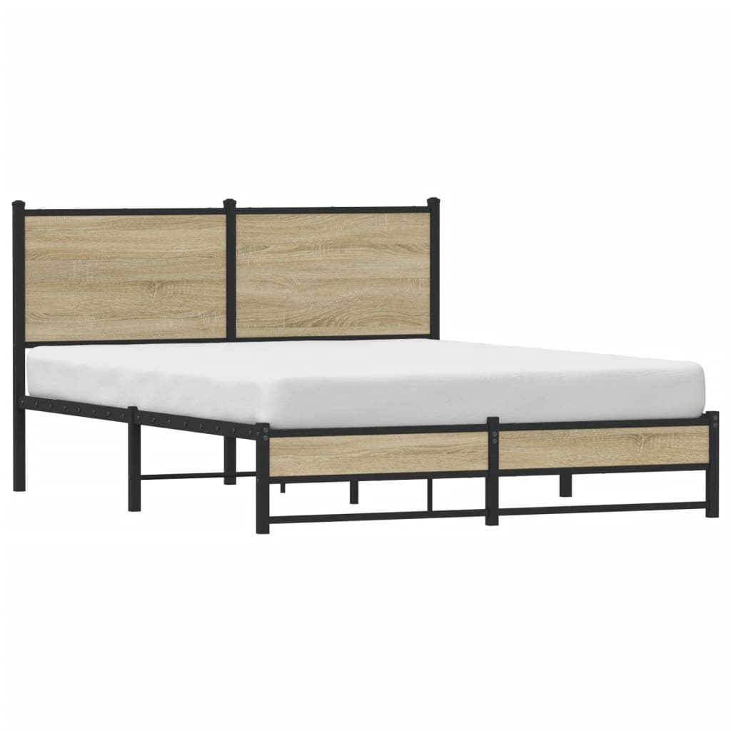 Metal Bed Frame without Mattress Sonoma Oak 140x190 cm