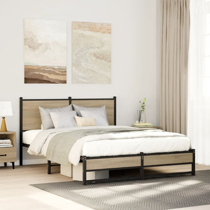 Metal Bed Frame without Mattress Sonoma Oak 140x190 cm