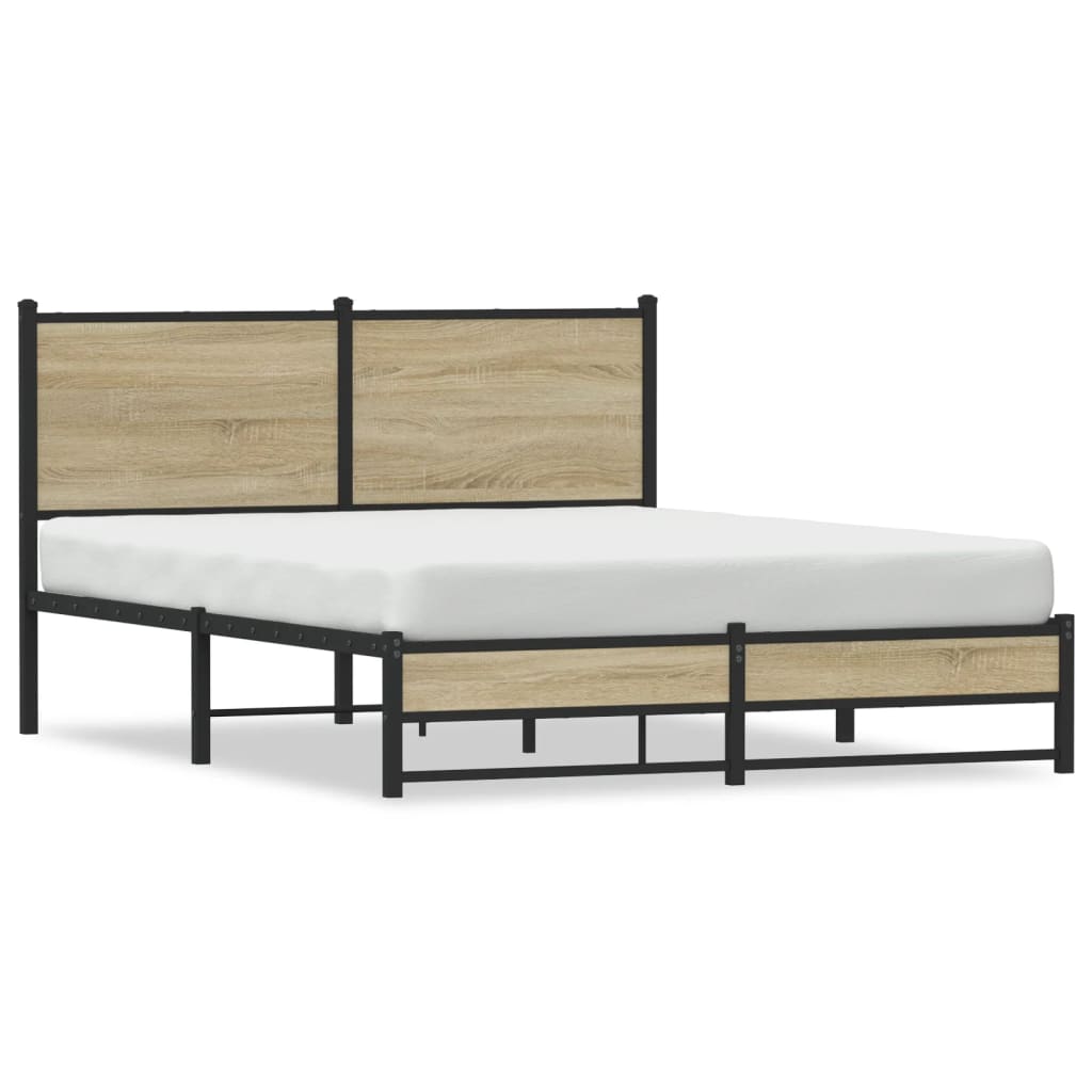 Metal Bed Frame without Mattress Sonoma Oak 150x200 cm King Size