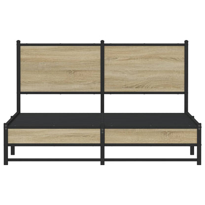 Metal Bed Frame without Mattress Sonoma Oak 150x200 cm King Size