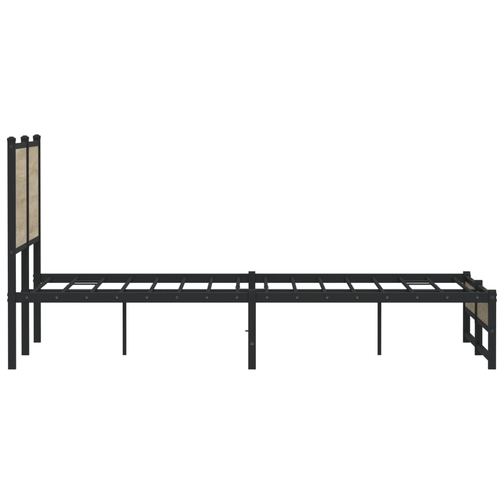 Metal Bed Frame without Mattress Sonoma Oak 150x200 cm King Size