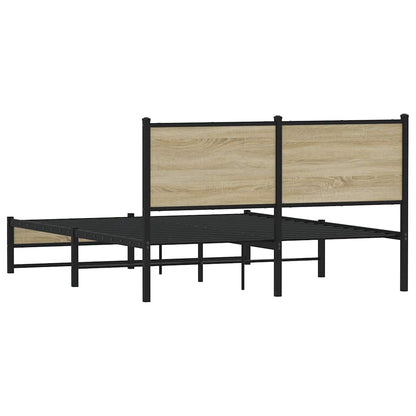Metal Bed Frame without Mattress Sonoma Oak 150x200 cm King Size