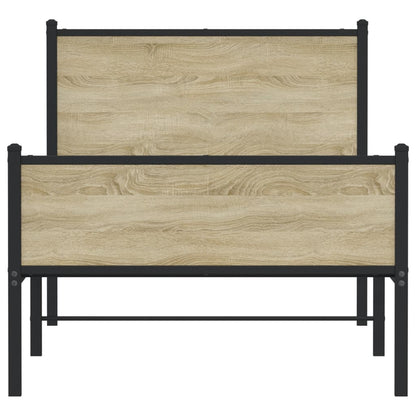 Metal Bed Frame without Mattress Sonoma Oak 75x190 cm Small Single
