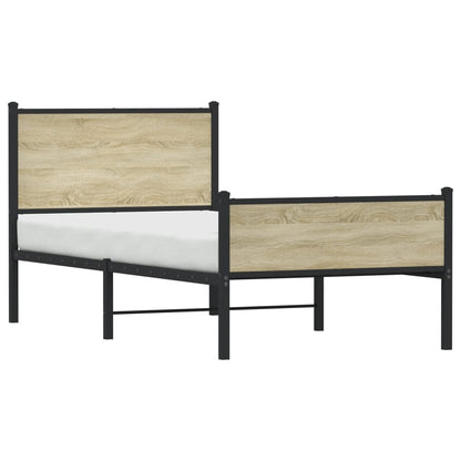 Metal Bed Frame without Mattress Sonoma Oak 100x190 cm