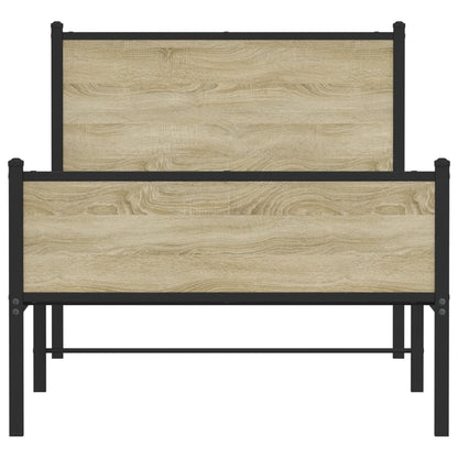 Metal Bed Frame without Mattress Sonoma Oak 100x190 cm