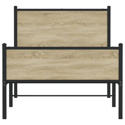 Metal Bed Frame without Mattress Sonoma Oak 100x200 cm