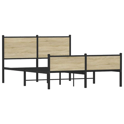 Metal Bed Frame without Mattress Sonoma Oak 137x190 cm