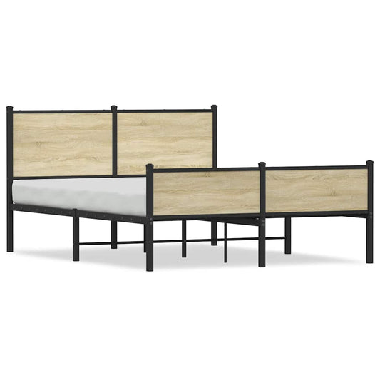 Metal Bed Frame without Mattress Sonoma Oak 140x190 cm
