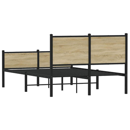 Metal Bed Frame without Mattress Sonoma Oak 140x190 cm