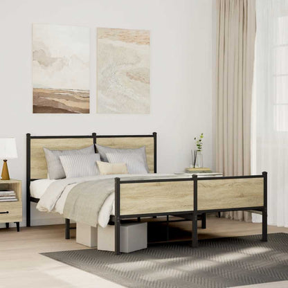 Metal Bed Frame without Mattress Sonoma Oak 140x190 cm