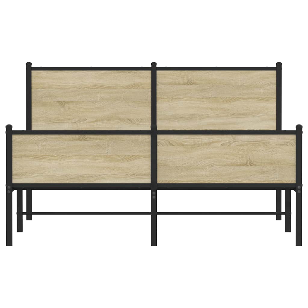 Metal Bed Frame without Mattress Sonoma Oak 140x200 cm