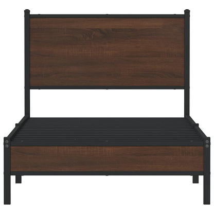 Metal Bed Frame without Mattress Brown Oak 80x200 cm