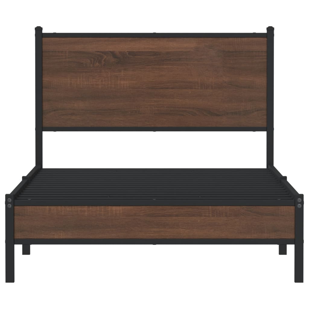 Metal Bed Frame without Mattress Brown Oak 100x190 cm