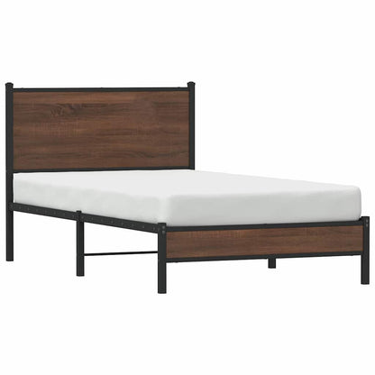 Metal Bed Frame without Mattress Brown Oak 100x200 cm