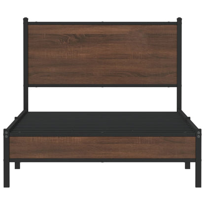 Metal Bed Frame without Mattress Brown Oak 100x200 cm