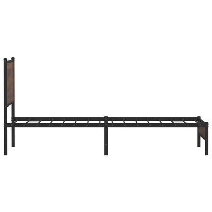 Metal Bed Frame without Mattress Brown Oak 100x200 cm