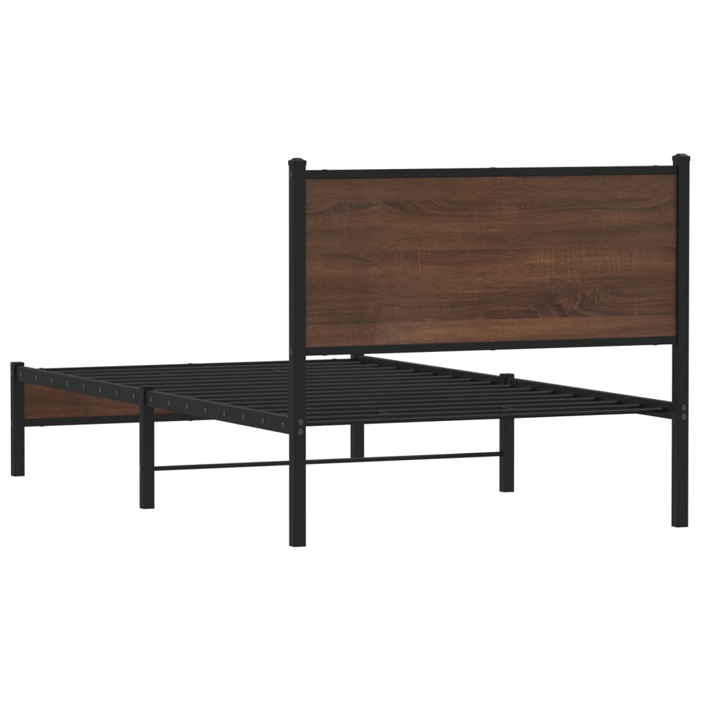 Metal Bed Frame without Mattress Brown Oak 100x200 cm