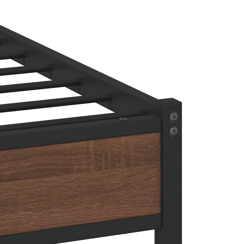 Metal Bed Frame without Mattress Brown Oak 100x200 cm