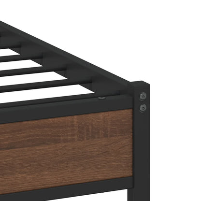Metal Bed Frame without Mattress Brown Oak 120x200 cm