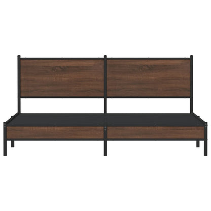 Metal Bed Frame without Mattress Brown Oak 160x200 cm