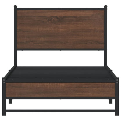 Metal Bed Frame without Mattress Brown Oak 75x190 cm Small Single