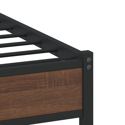 Metal Bed Frame without Mattress Brown Oak 90x200 cm