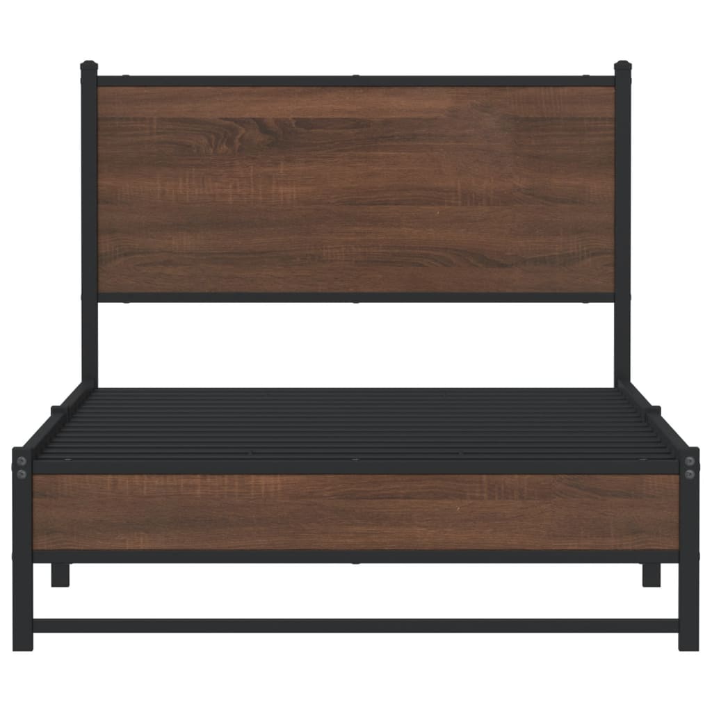 Metal Bed Frame without Mattress Brown Oak 100x190 cm