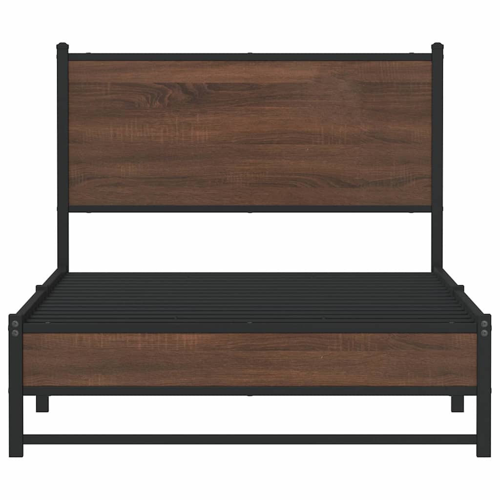 Metal Bed Frame without Mattress Brown Oak 100x200 cm