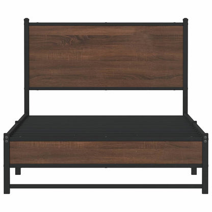Metal Bed Frame without Mattress Brown Oak 100x200 cm