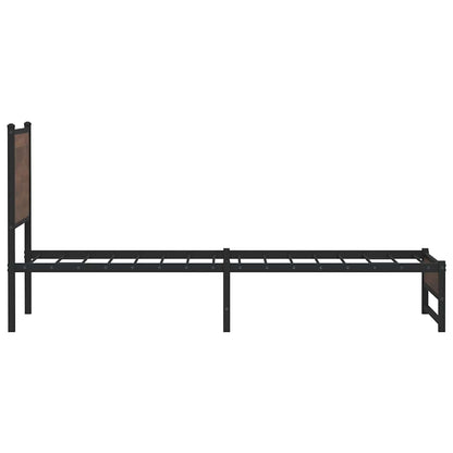 Metal Bed Frame without Mattress Brown Oak 100x200 cm