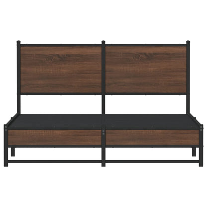 Metal Bed Frame without Mattress Brown Oak 137x190 cm