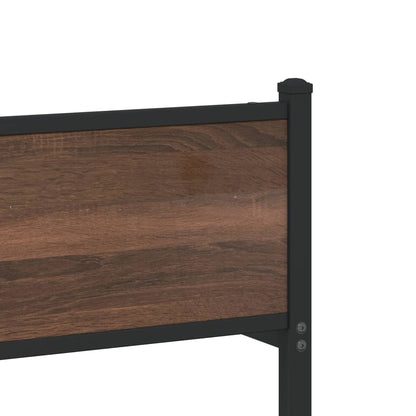 Metal Bed Frame without Mattress Brown Oak 75x190 cm Small Single