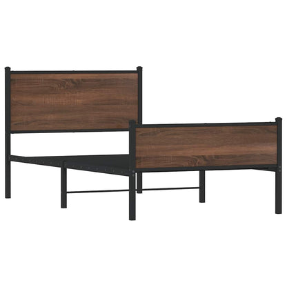 Metal Bed Frame without Mattress Brown Oak 100x200 cm