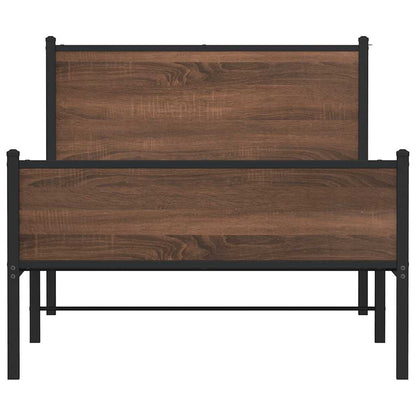 Metal Bed Frame without Mattress Brown Oak 100x200 cm