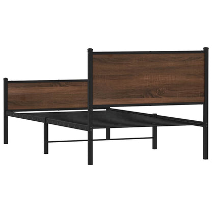 Metal Bed Frame without Mattress Brown Oak 100x200 cm