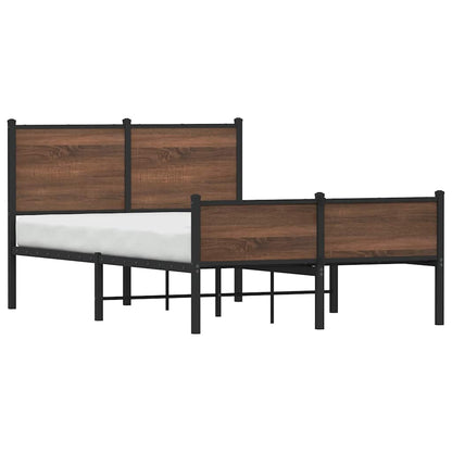 Metal Bed Frame without Mattress Brown Oak 120x200 cm