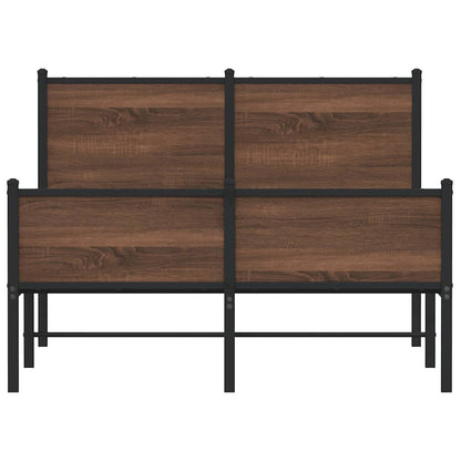 Metal Bed Frame without Mattress Brown Oak 120x200 cm