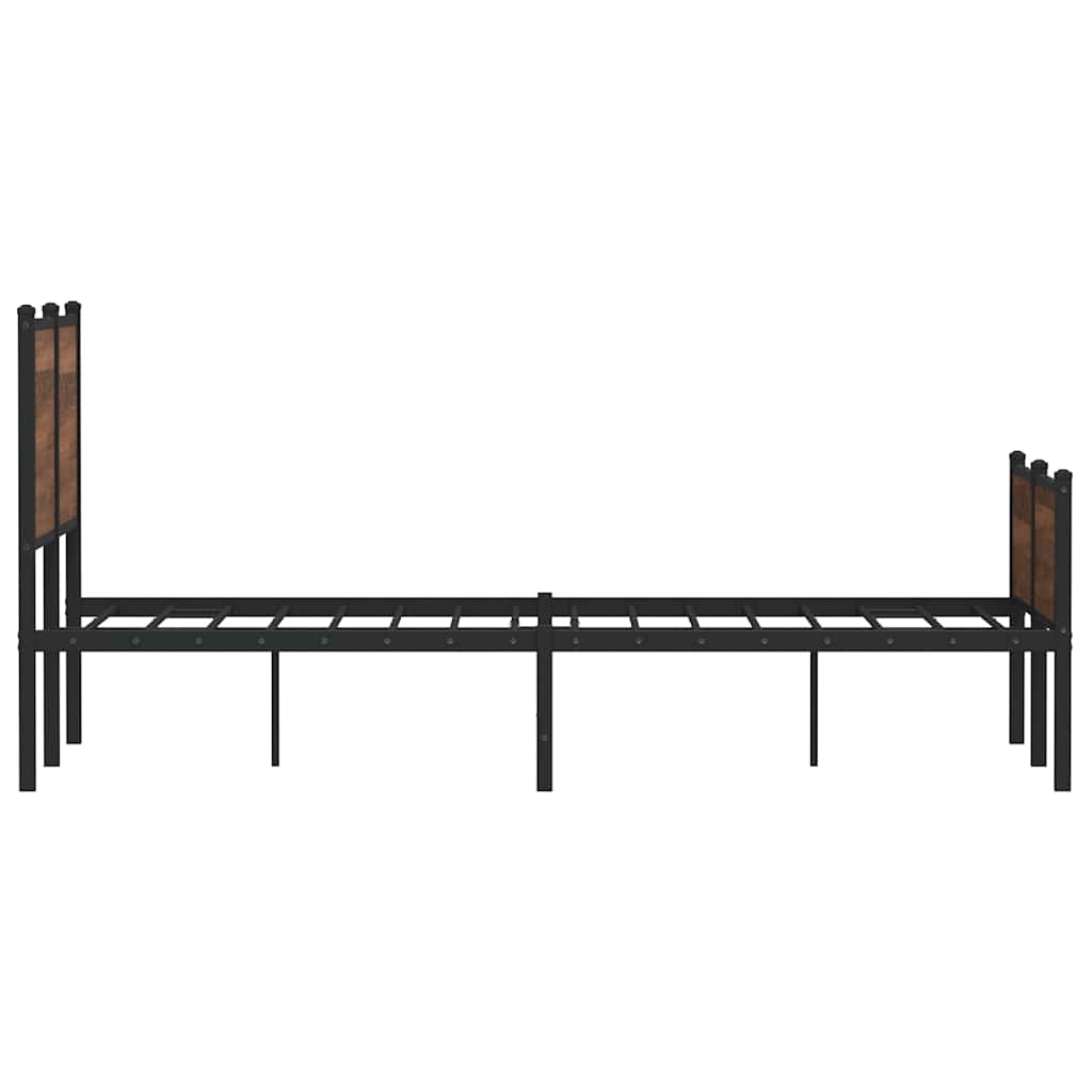 Metal Bed Frame without Mattress Brown Oak 120x200 cm