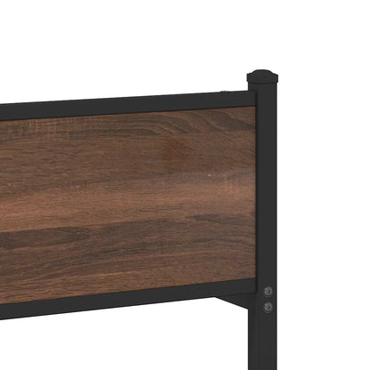 Metal Bed Frame without Mattress Brown Oak 120x200 cm