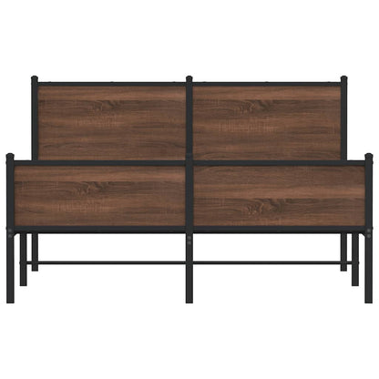 Metal Bed Frame without Mattress Brown Oak 137x190 cm