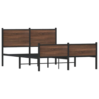 Metal Bed Frame without Mattress Brown Oak 140x190 cm
