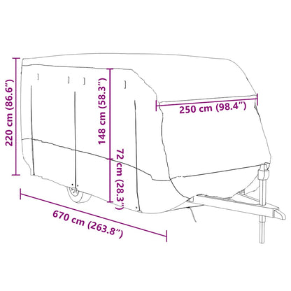 Caravan Cover Grey 670x250x220 cm Non-woven Fabric