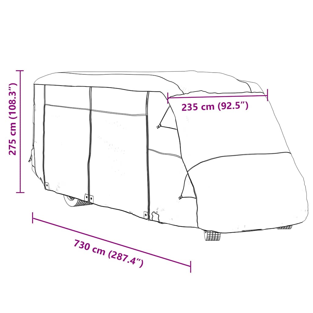 Motorhome Covers Grey 730x235x275 cm Non-woven Fabric