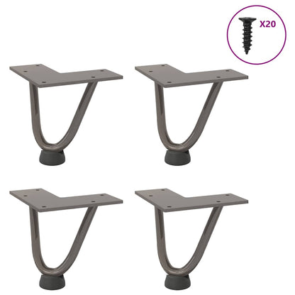 Hairpin Legs for Coffee Table 4 pcs Natural Steel 10 cm Solid Steel