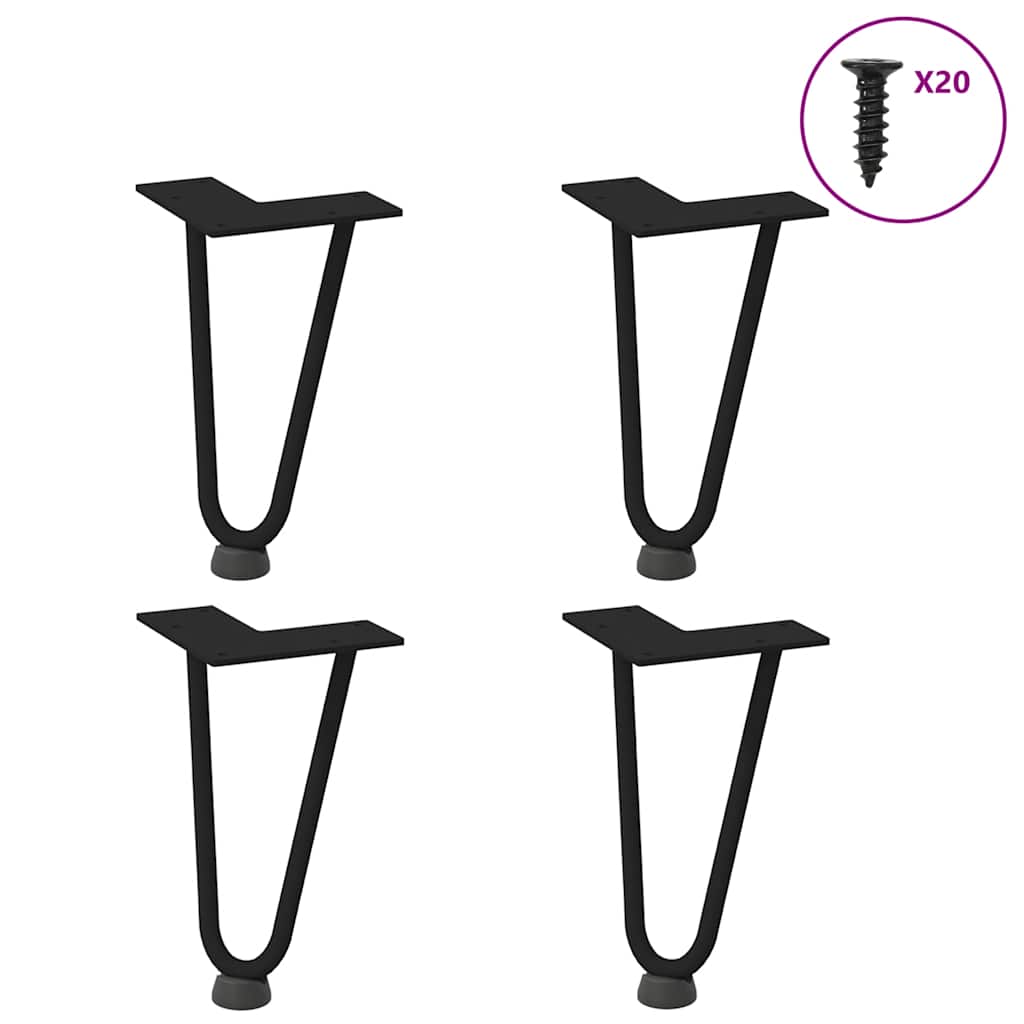 Hairpin Legs for Coffee Table 4 pcs Black 20 cm Solid Steel