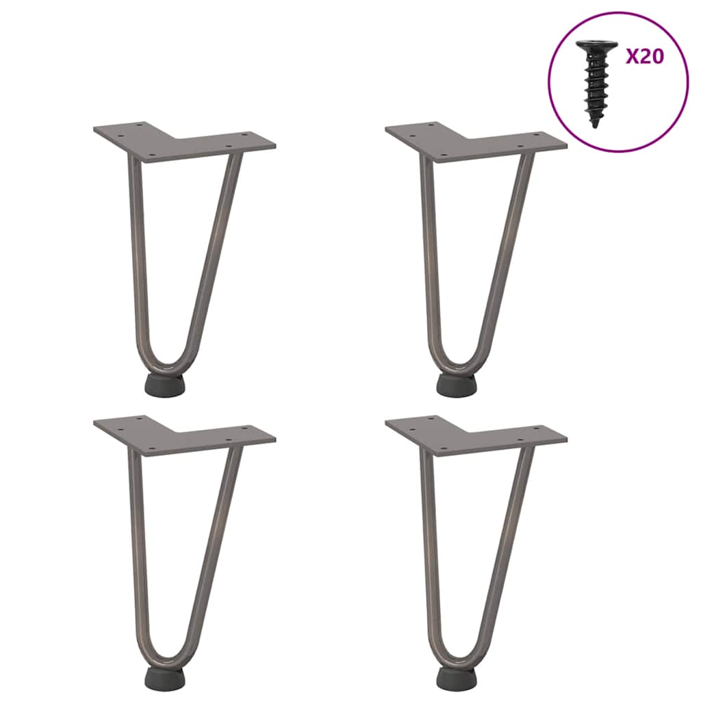 Hairpin Legs for Coffee Table 4 pcs Natural Steel 20 cm Solid Steel