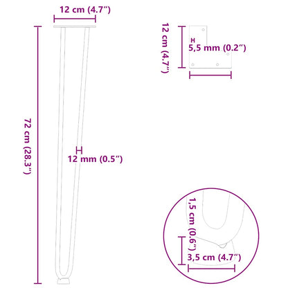 hairpin legs for console tables for Console Table 4 pcs Natural Steel 72 cm Solid Steel