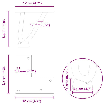 Hairpin Legs for Coffee Table 4 pcs Black 10 cm Solid Steel
